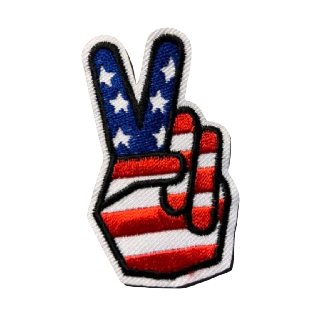 American Flag Peace Sign Patch USA Fingers Iron on Patch Victory Brand New Embroidered High Quality!