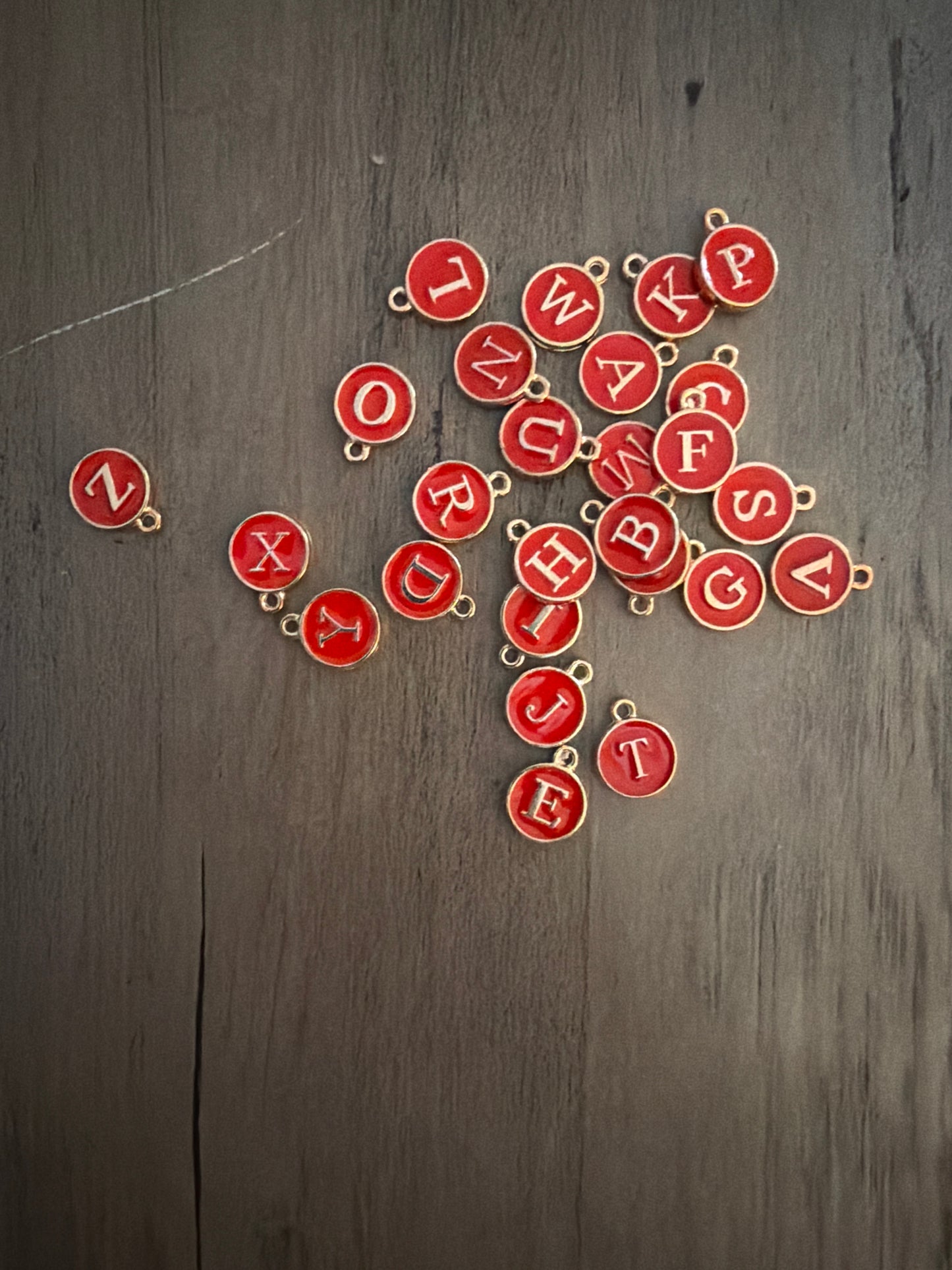 Red alphabet Charm Lot