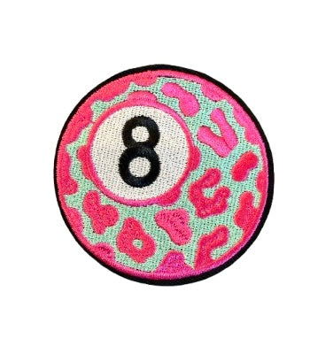 Pink and Teal Leopard 8 Ball Patch