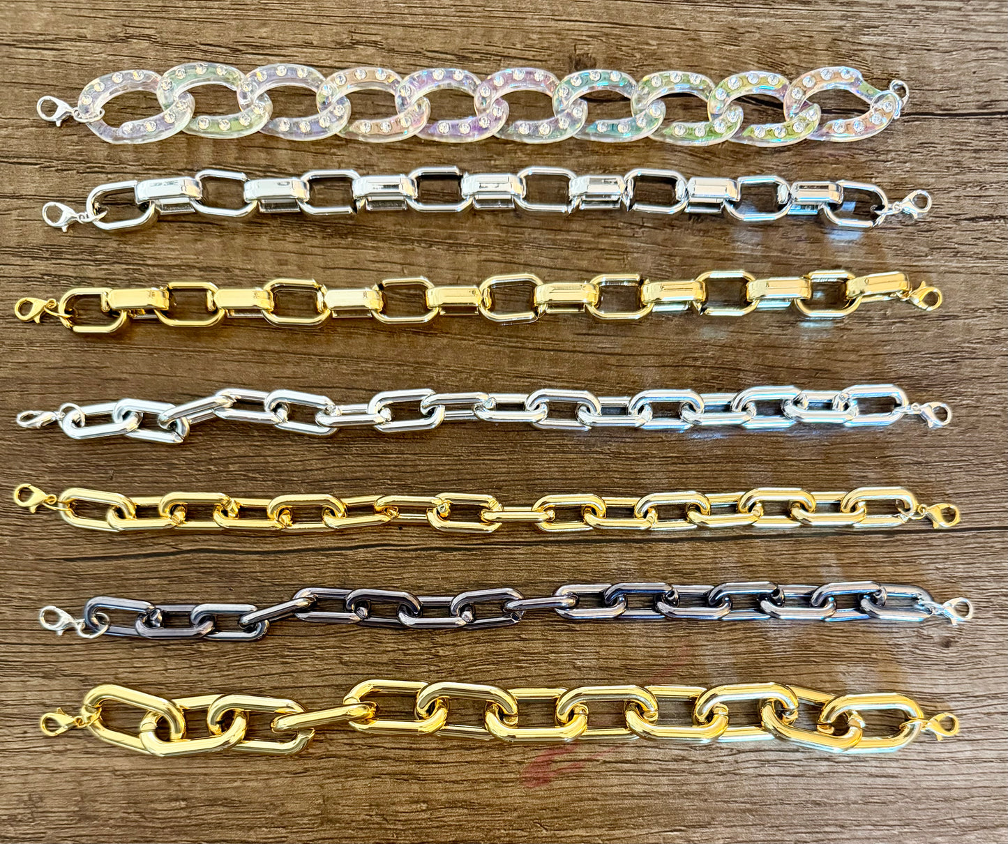 Metallic Link and Clear Rhinestone Chains