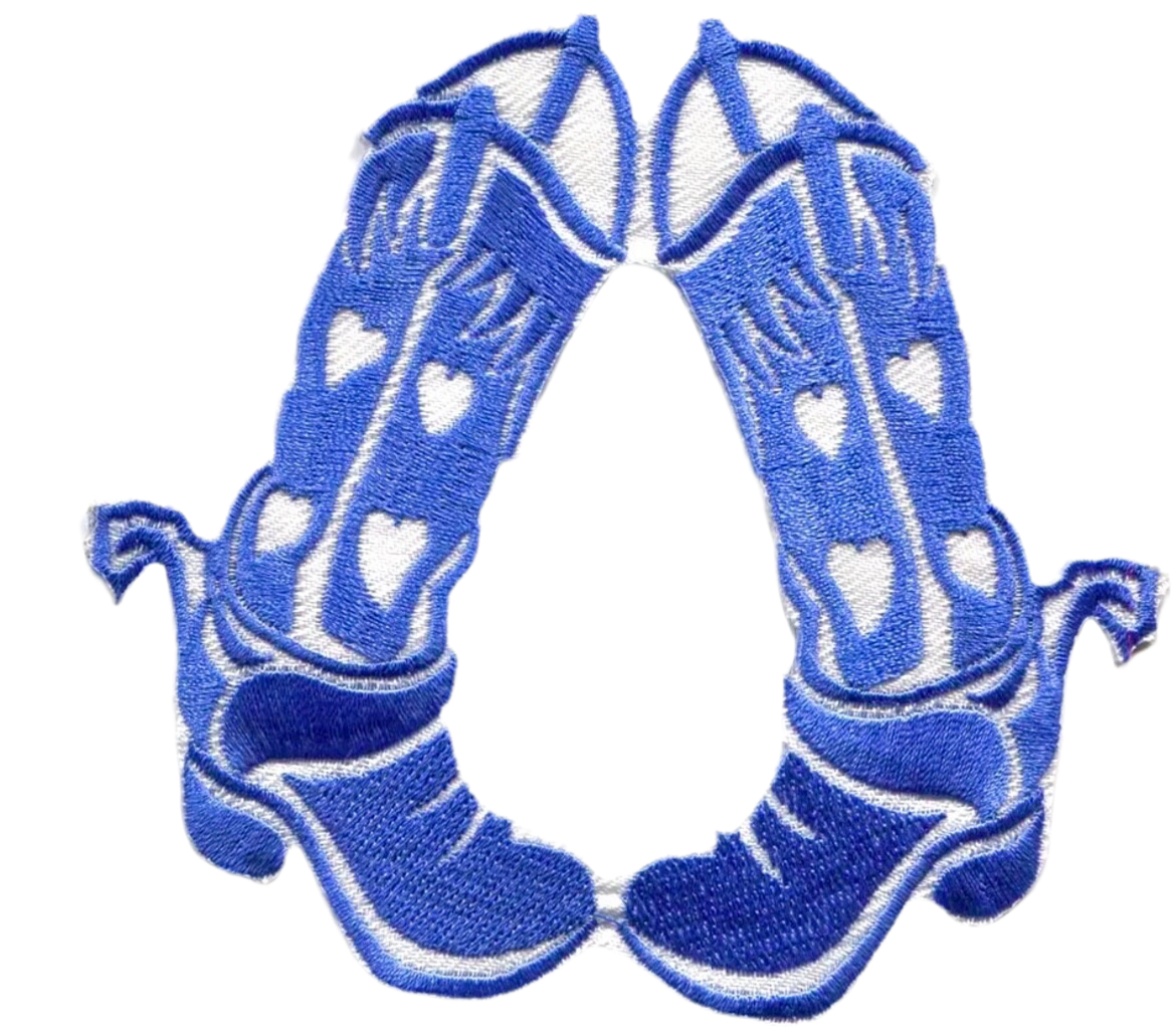 Cowboy Boot Patch Iron On Patch Ready - Ranch - Rodeo - Western Logo Embroidered Brand New Amazing Quality! Blue y2k Filler