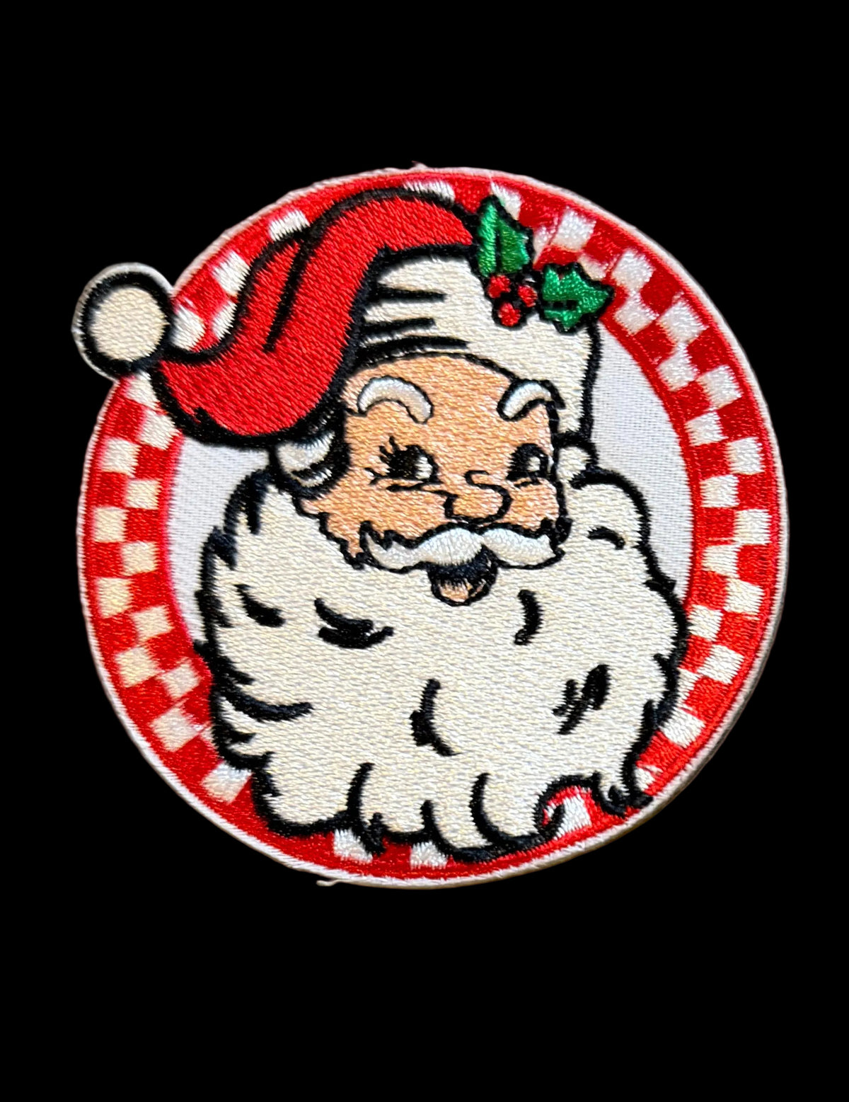 Santa Checkered Circle Patch