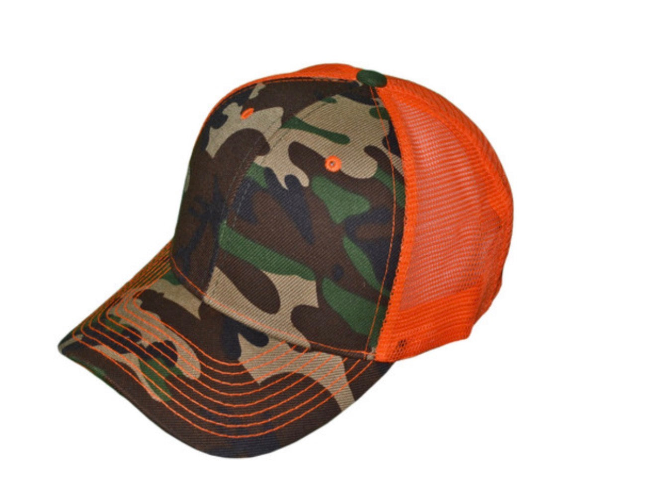 Green Camo/Neon Orange Structured Trucker Hat (Copy)