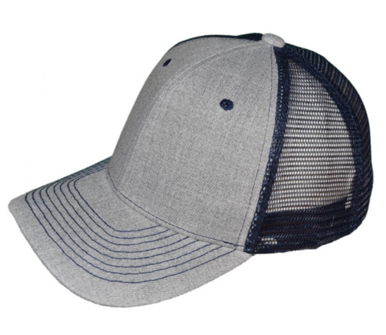Heather Grey/Navy Structured Trucker Hat