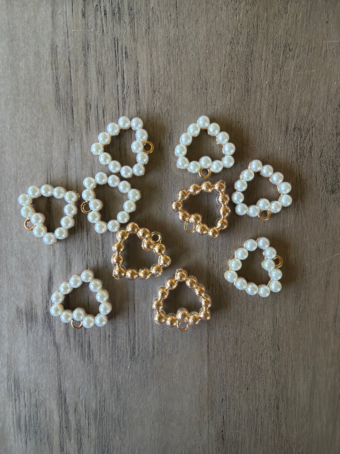 Gold & Pearl Heart Charm Lot