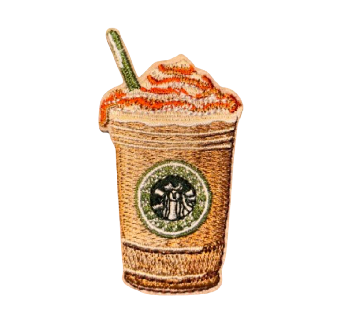 Latte Cappacino Patch Iron On Ready Cup Brand New Embroidered Can Also Sew On - Java Stanley