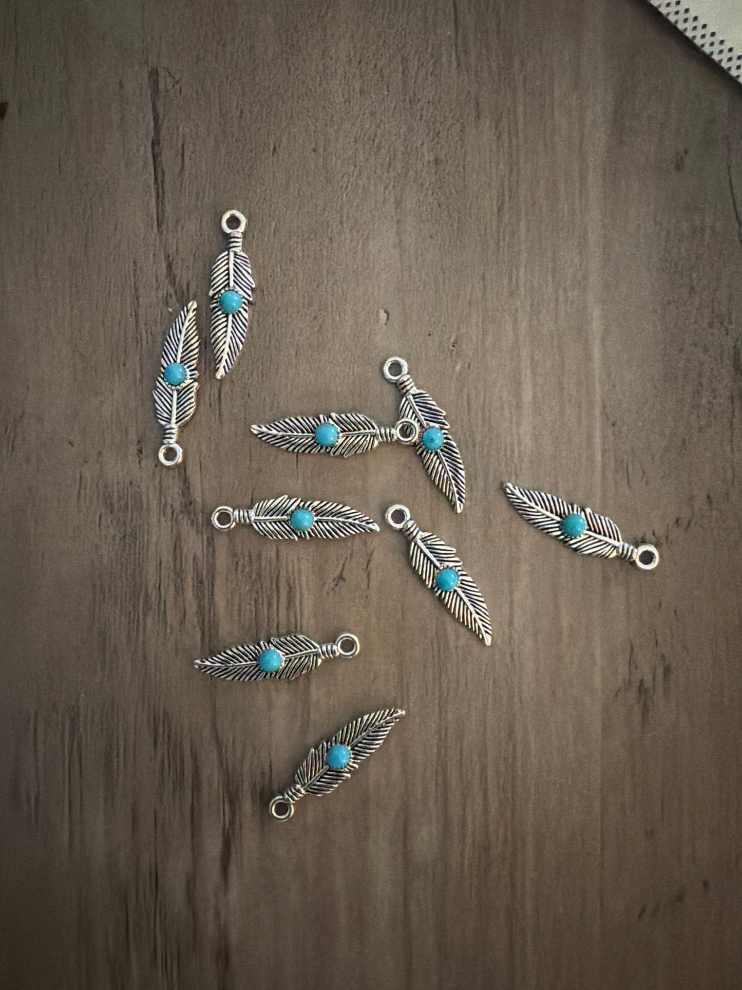 Turquoise Feather Charm Lot