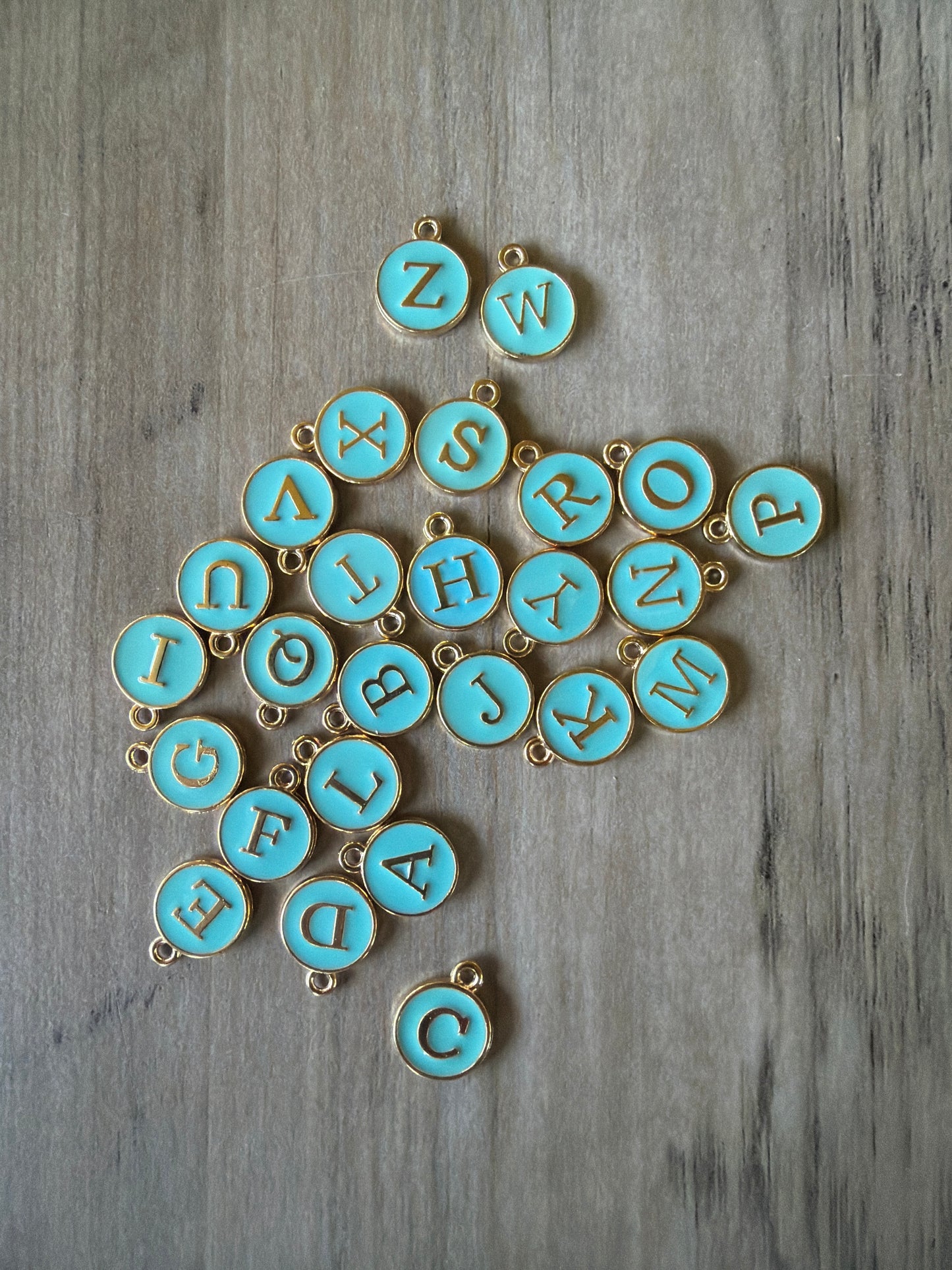 Aqua Alphabet Charm Lot
