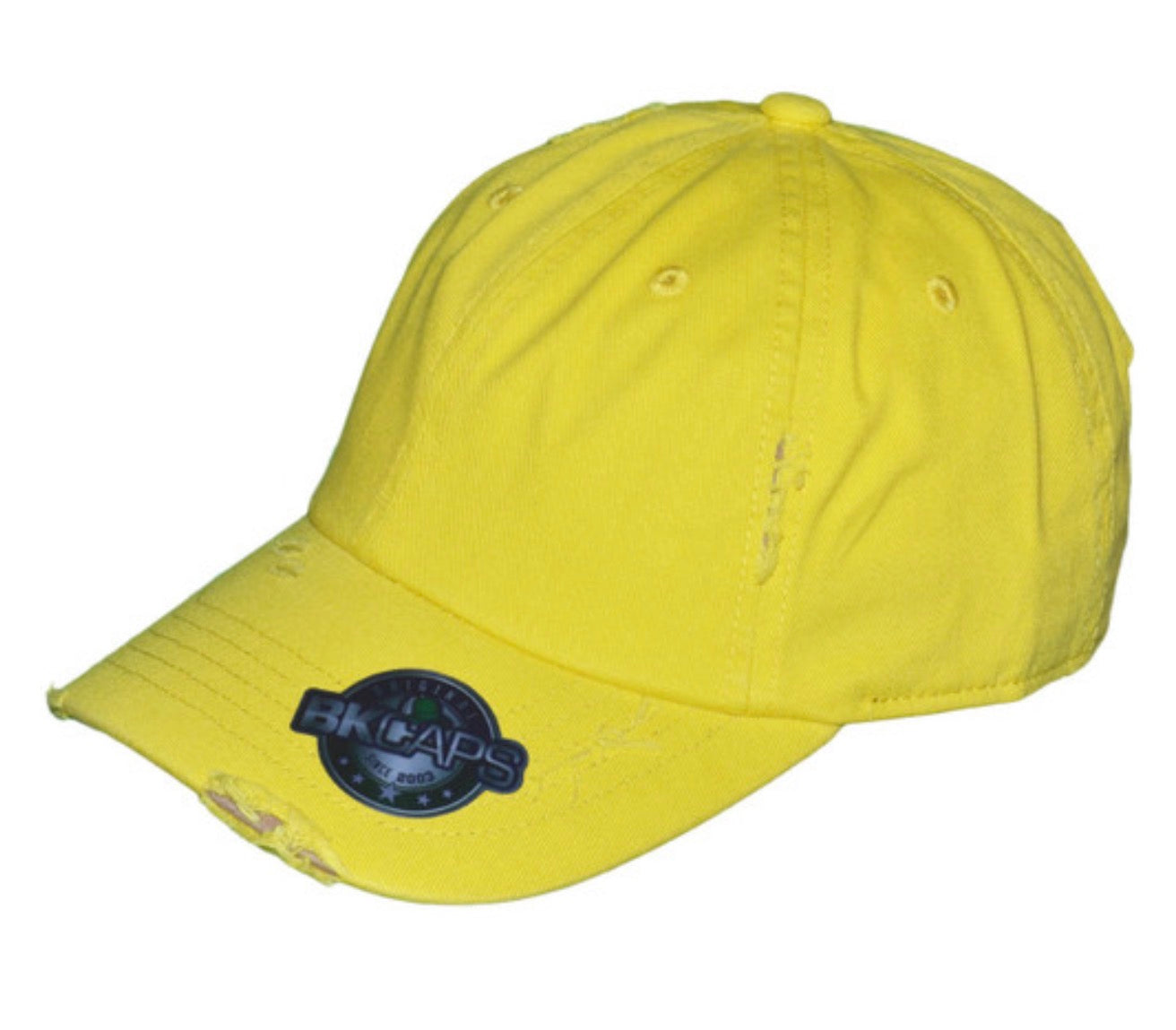 Yellow Vintage Dad Hat Low Profile Distressed Cotton Baseball