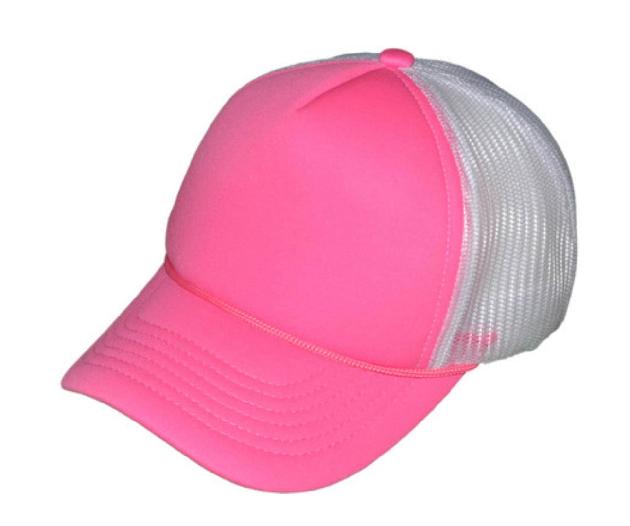 Neon Pink/White Mid Profile Foam Trucker Hat