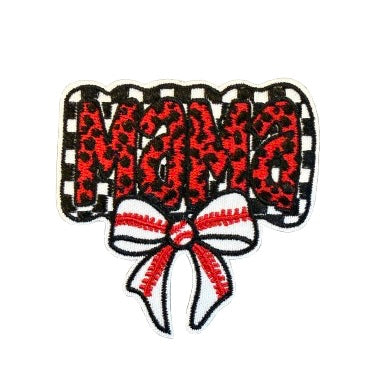 Red Mama Baseball Bow Patch