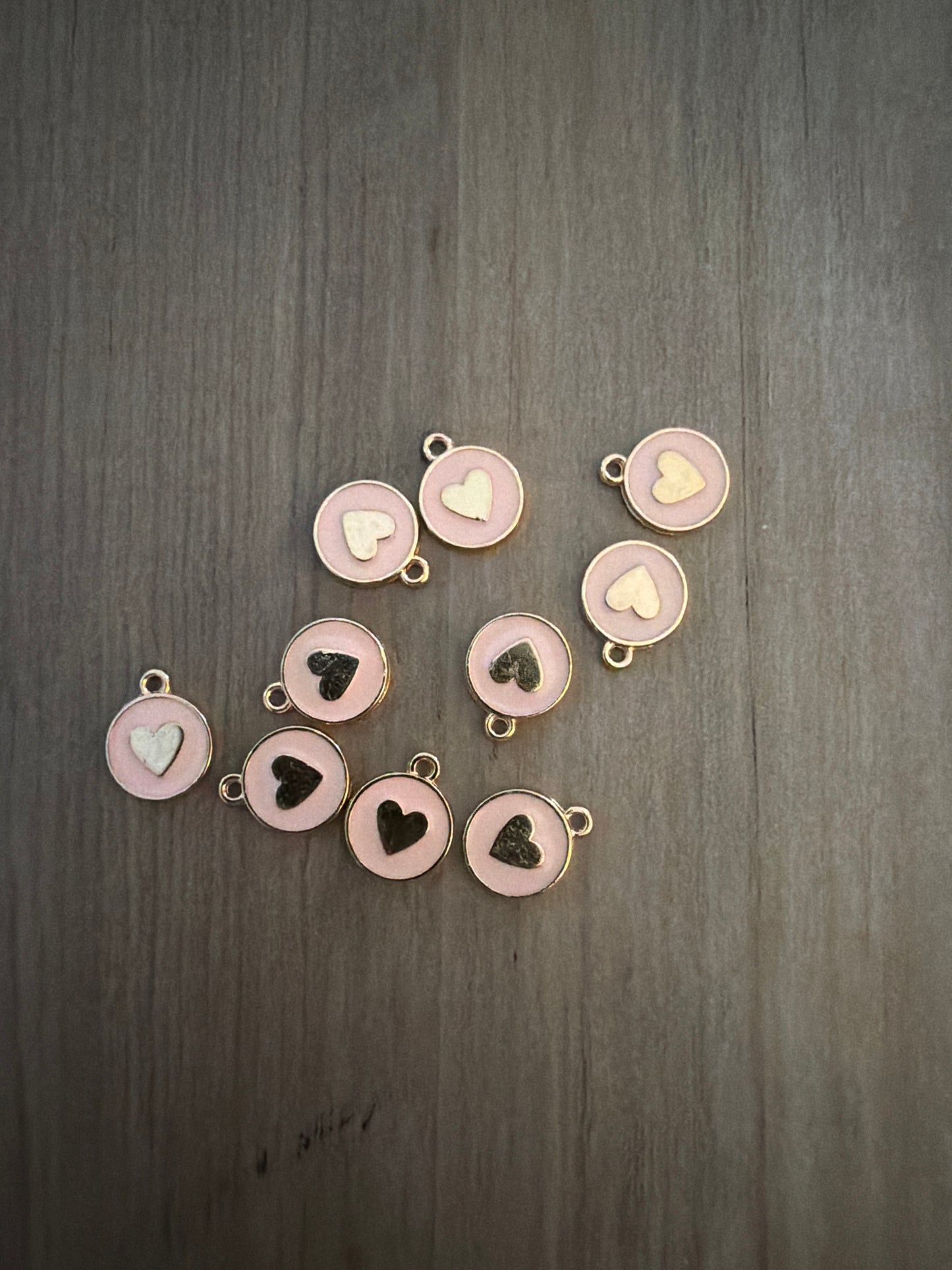 Pink and Gold heart Charm Lot