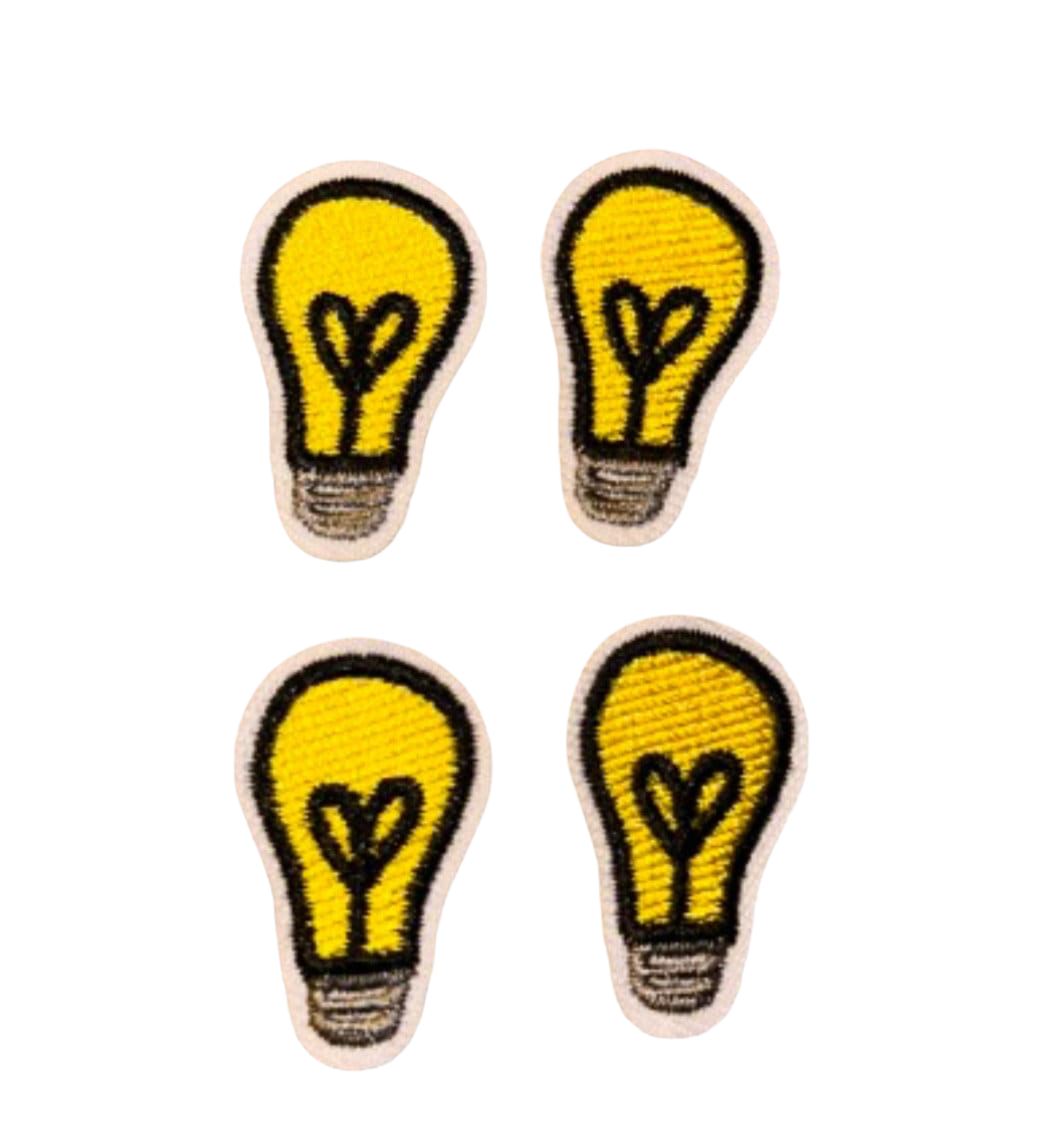 Light Bulb Patch Set of 4! Iron On Ready Patch Embroidered Filler Patch Hat Bar Thinking Light