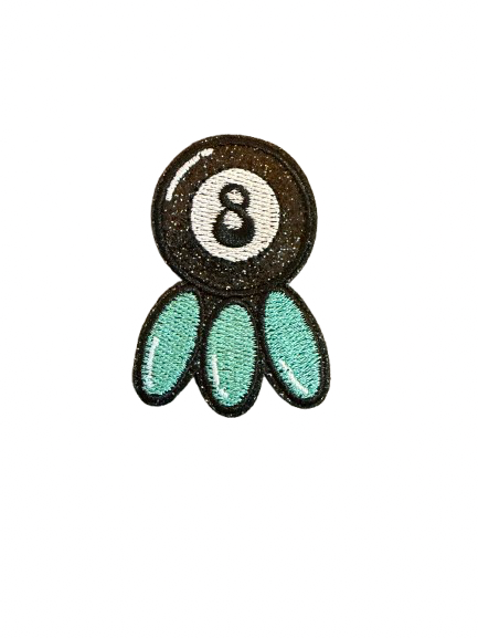 8 Ball Turquoise Glitter Patch