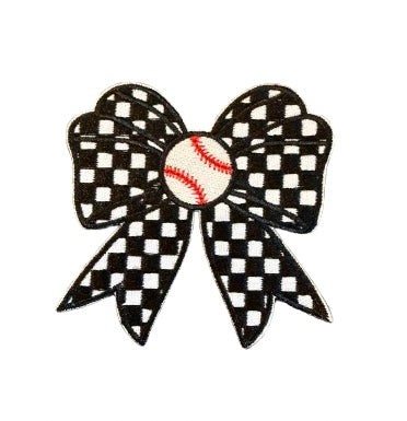Checkered Baseball Bow Patch