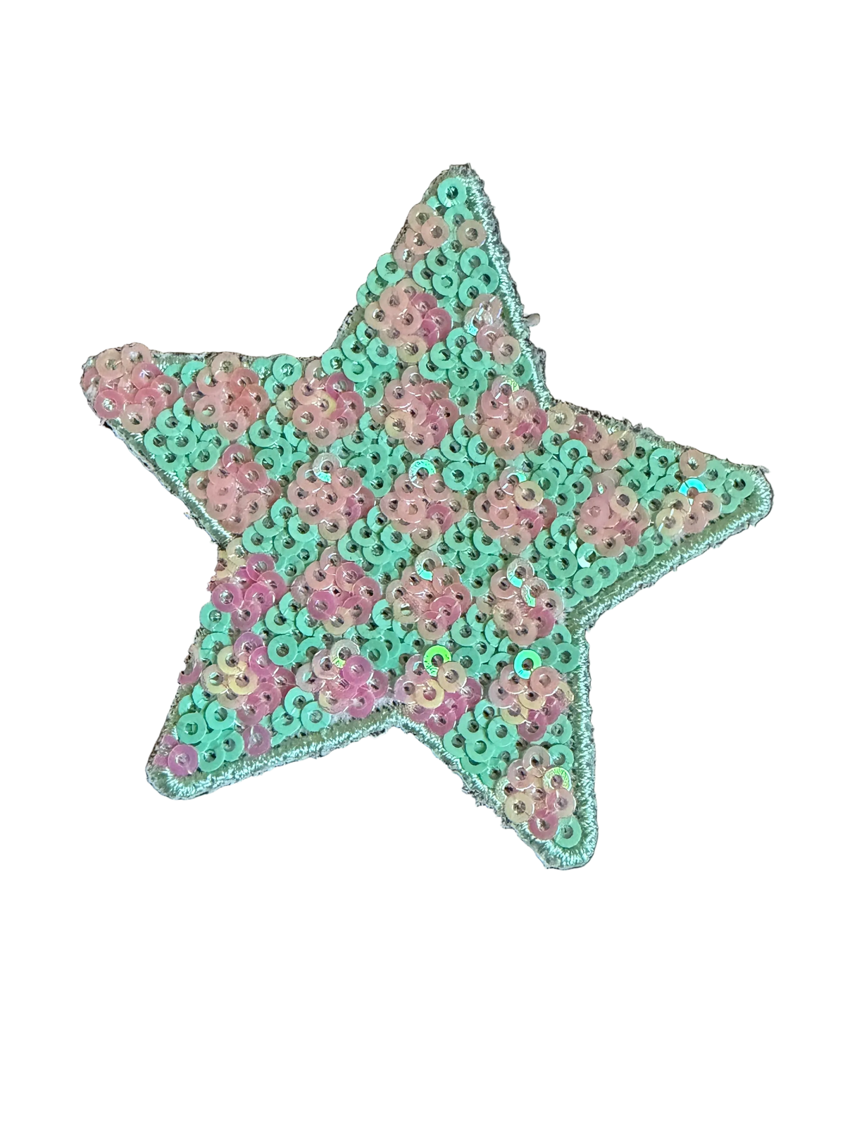 Pink/Mint Checkered Sequin Star Patch