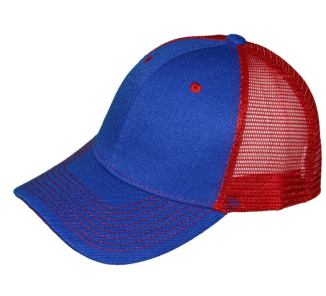 Royal/Red Structured Trucker Hat