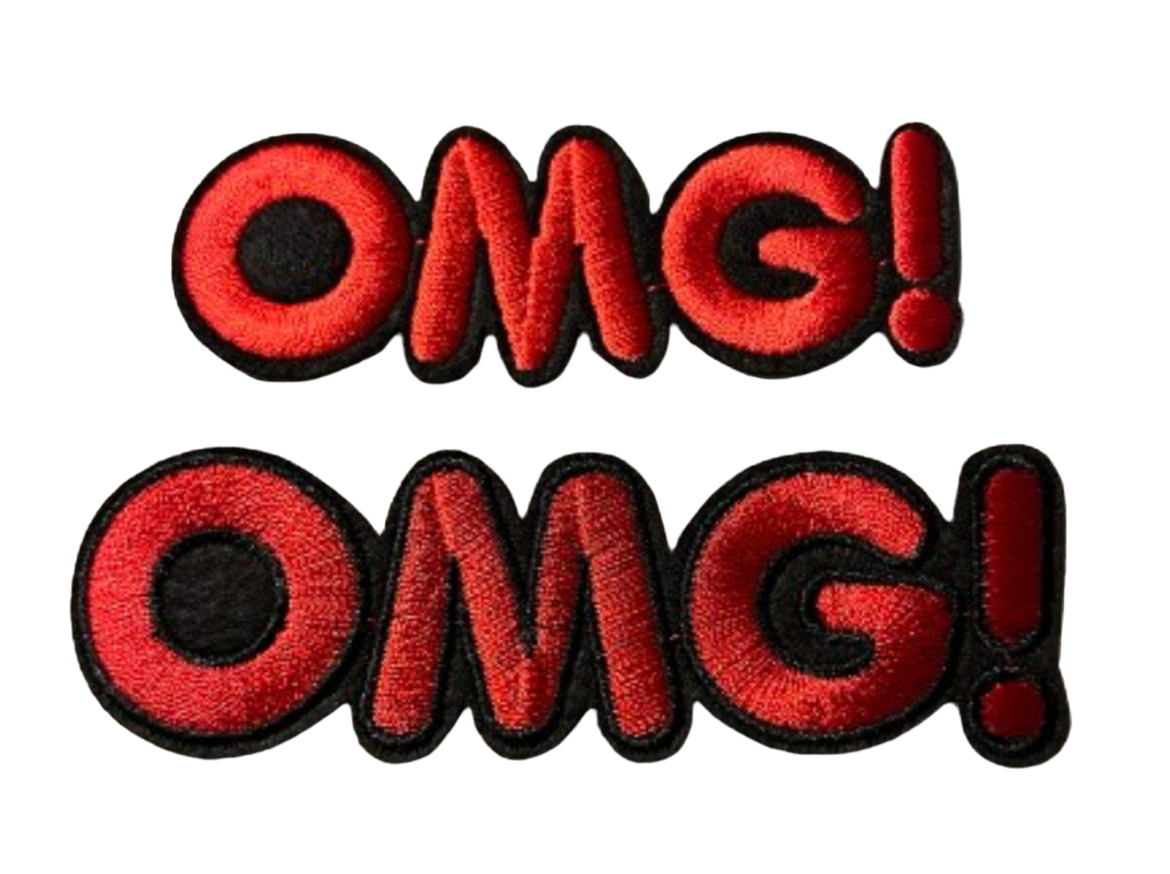 OMG! Patch Set of 2 Iron On Ready Patch Embroidered Filler Patch Hat Bar Patch seriously
