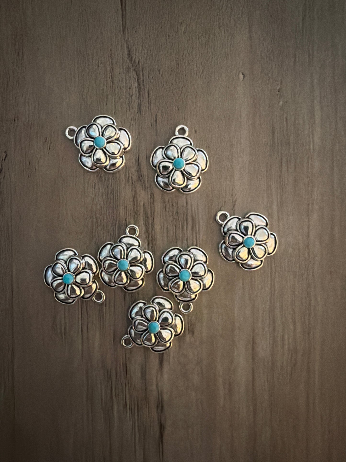 Turquoise Flower Charm Lot
