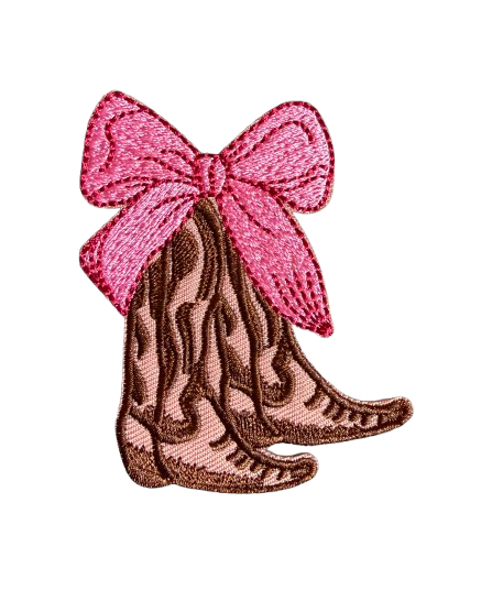 Brown Cowboy Boots Pink Bow Patch 12l