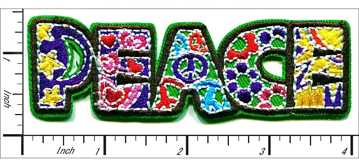 PEACE Patch Iron on Patch Flower Power Hippie Brand New Embroidered High Quality!