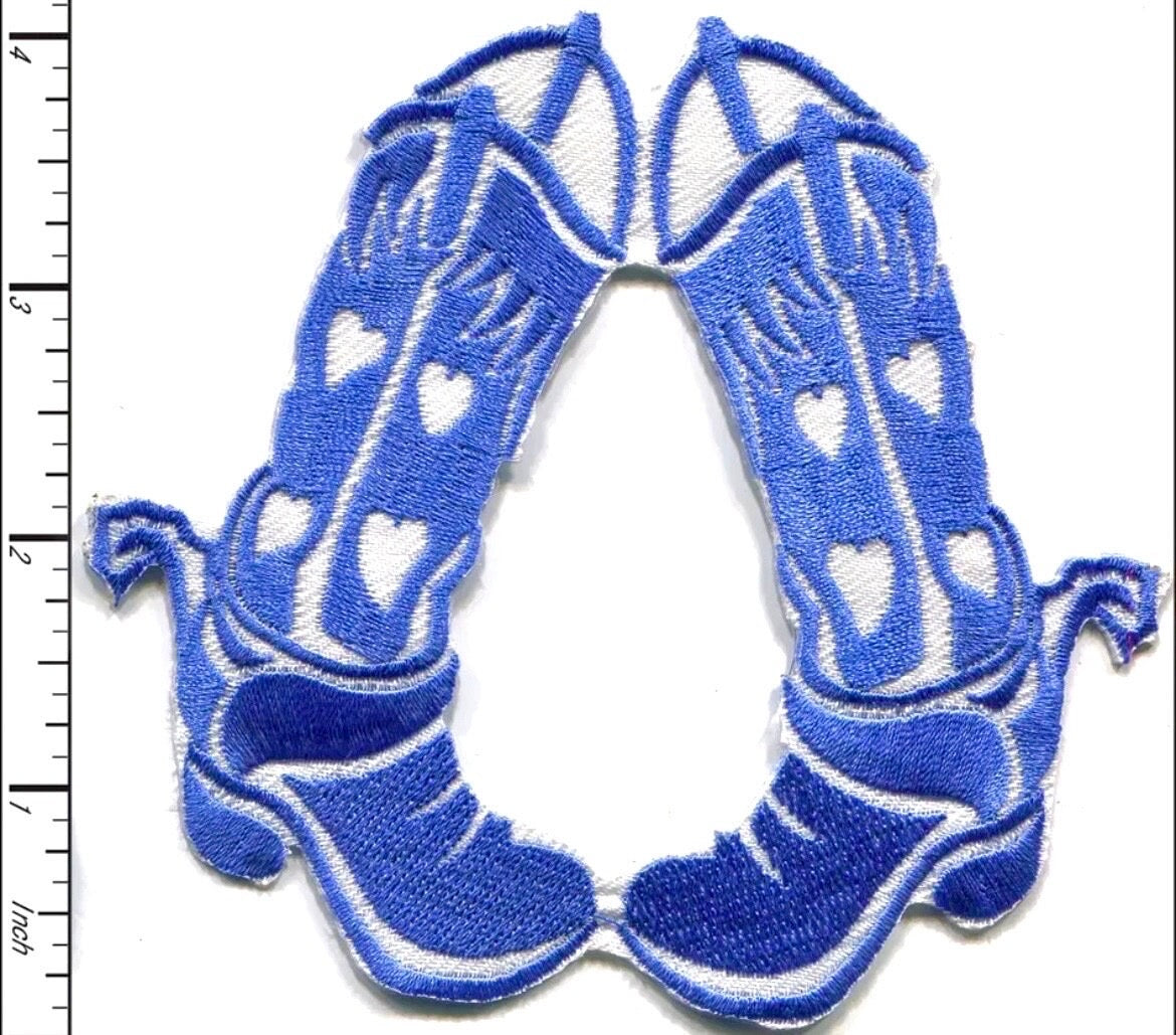 Cowboy Boot Patch Iron On Patch Ready - Ranch - Rodeo - Western Logo Embroidered Brand New Amazing Quality! Blue y2k Filler