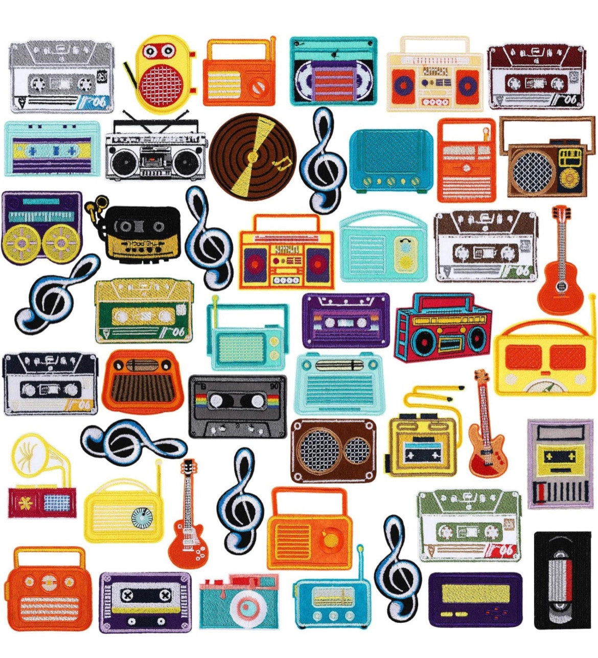 Radio Stereo Patch Iron Sew On Embroidered Badge 1980 Retro Music Player Boombox - Foto 10