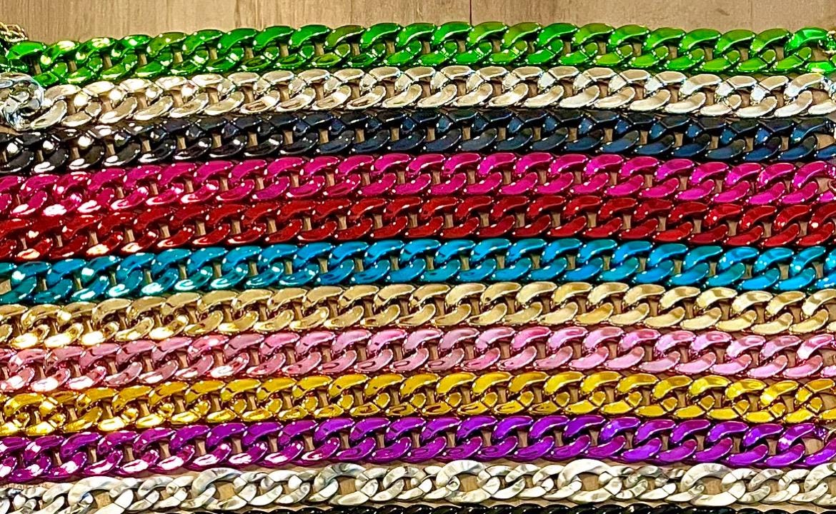 Hat Chains Acrylic METALLIC Chain Links For Trucker Hats - Hat Bars - Beautiful Colors! Your Choice! Brand New with Lobster Clasps - y2k