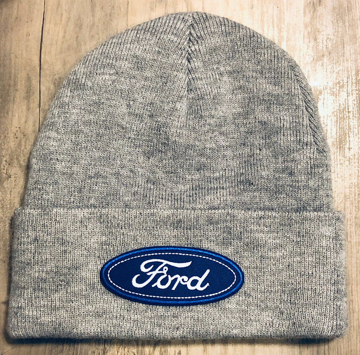 FORD Beanie Toboggan Winter Hat Brand New Embroidered Patch Style Warm Cap BLACK or Gray - Truck Tools Cold Weather