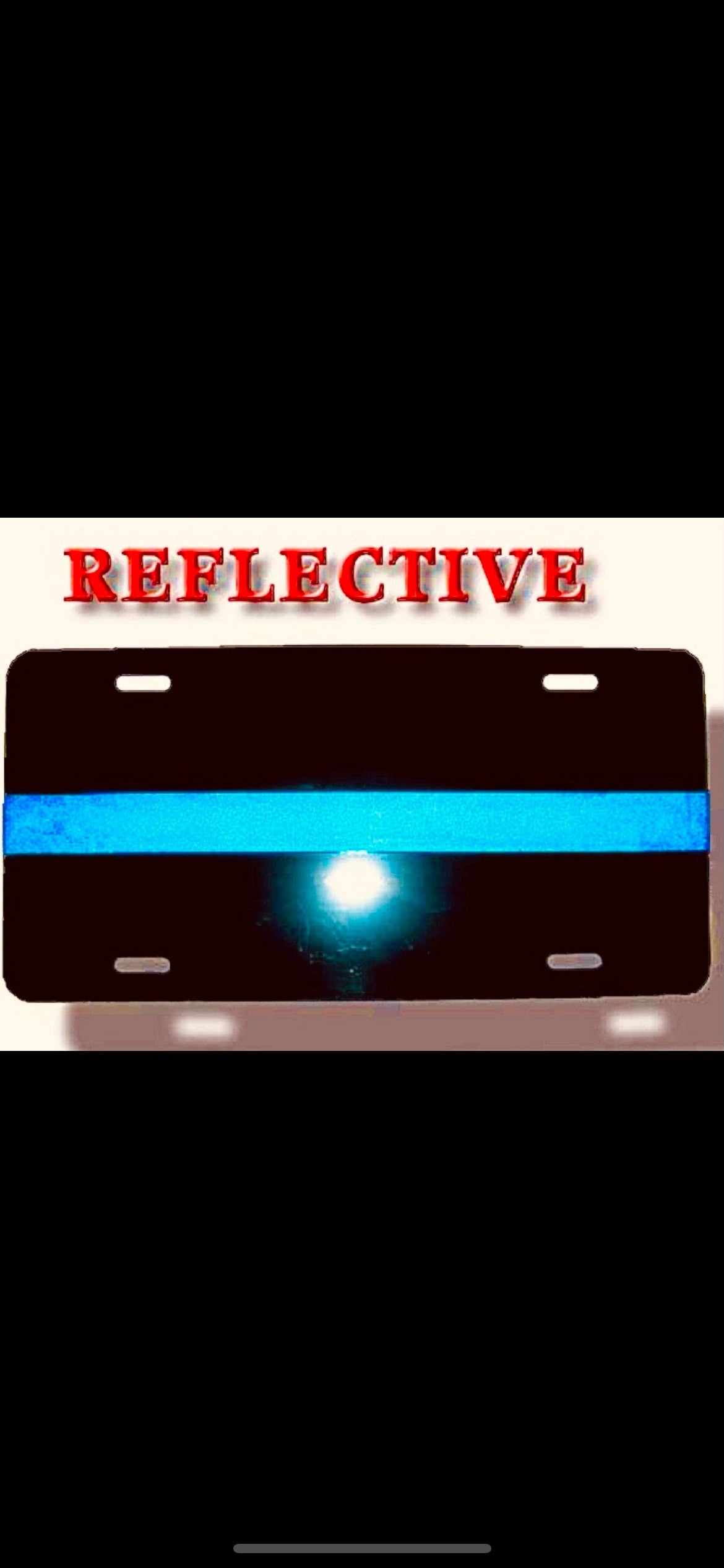 THIN BLUE LINE License Plate Car Tag Aluminum 6x12” Reflective Brand New Police Support Law Enforcement Handmade
