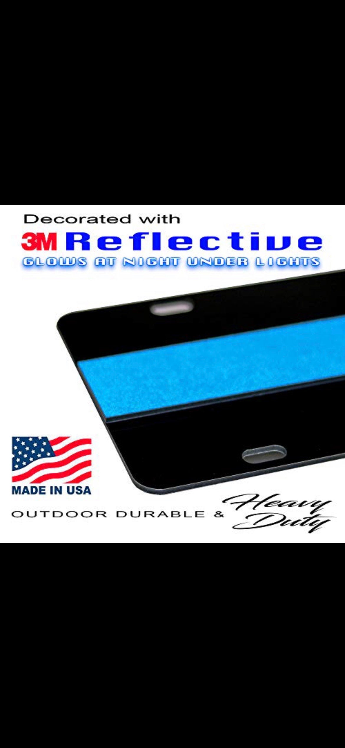 THIN BLUE LINE License Plate Car Tag Aluminum 6x12” Reflective Brand New Police Support Law Enforcement Handmade