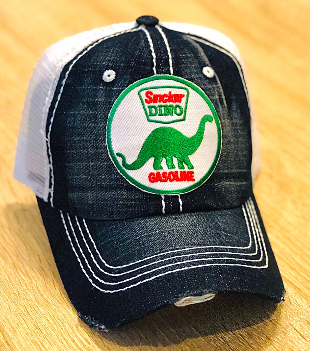 SINCLAIR Hat Gas Patch Style Cap Denim Brand New Vintage Antique Look Dinosaur Logo Petroliana Fuel Oil