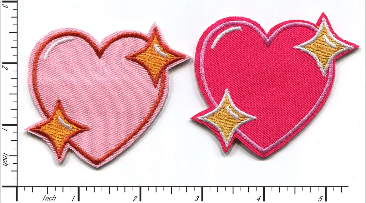 Heart Patch Iron on Patch SET of 2 Hearts Brand New Embroidered High Quality! Valentines Lot