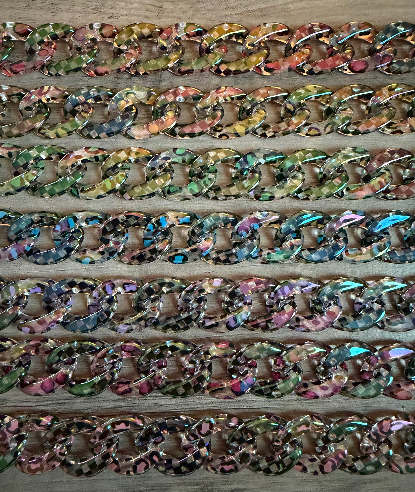 Iridescent Colored Leopard Chains / Checkered and Rhinestone