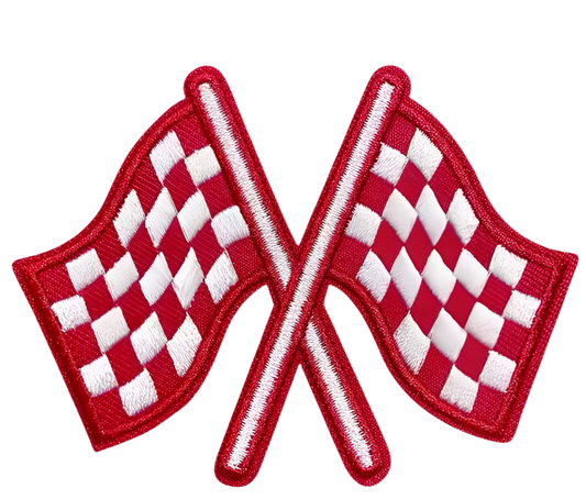 Red Racing Flag Patch Iron On Ready Patch  Embroidered Filler Patch Hat Bar Patch Racetrack