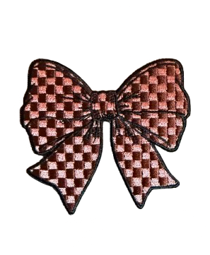Brown Checkered Bow Patch 4p