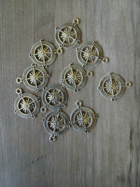 Silver Compass Charm Lot