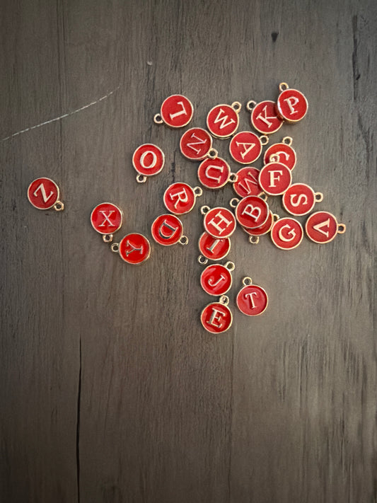 Red alphabet Charm Lot