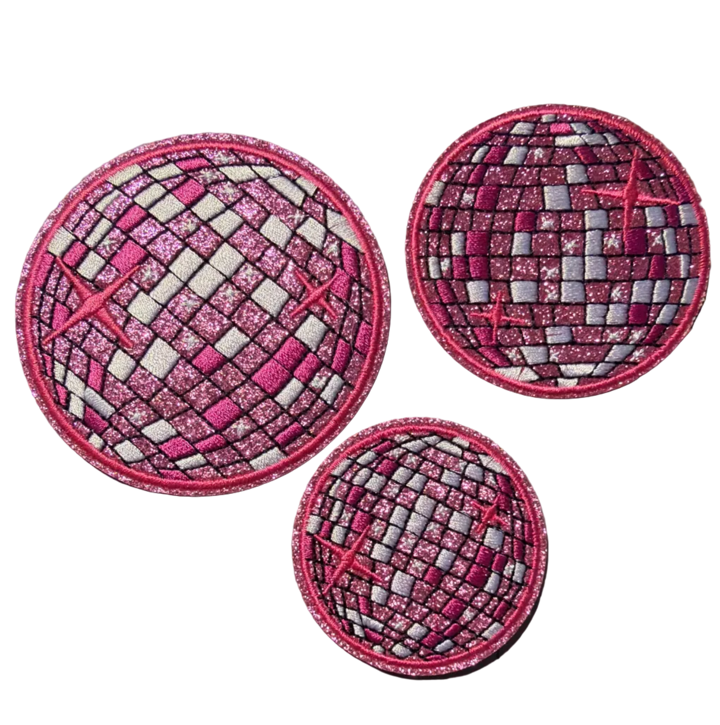 Pink Disco Ball Patch 17t