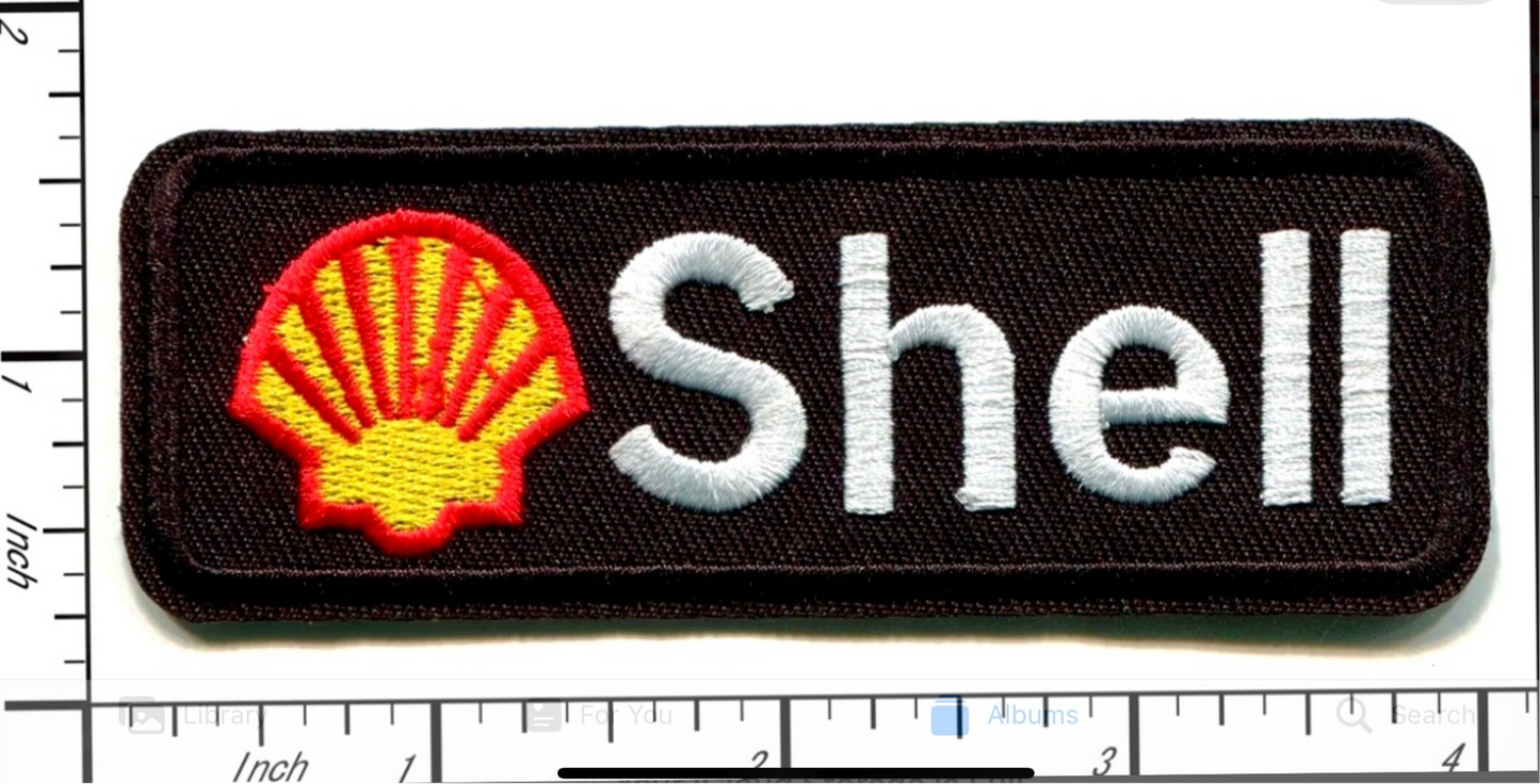 SHELL Logo Patch Gas Iron On Ready Embroidered Motor Oil NEW Gasoline Racing Patch