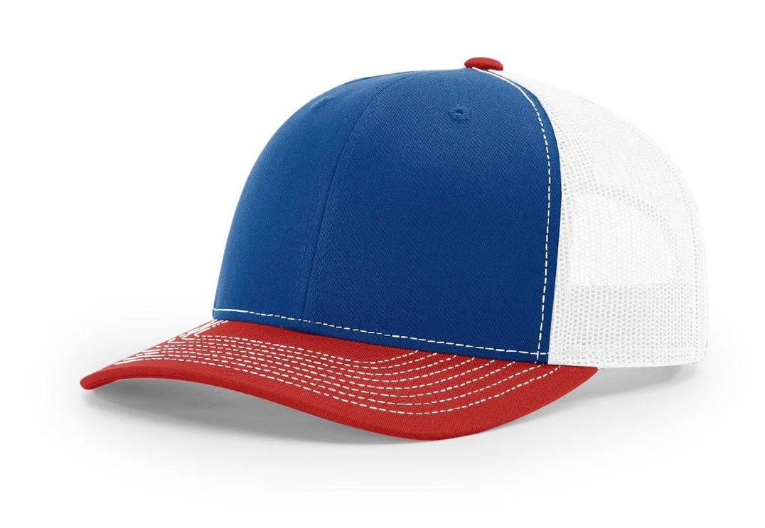 Red, Royal and White Richardson 112 Trucker Hat