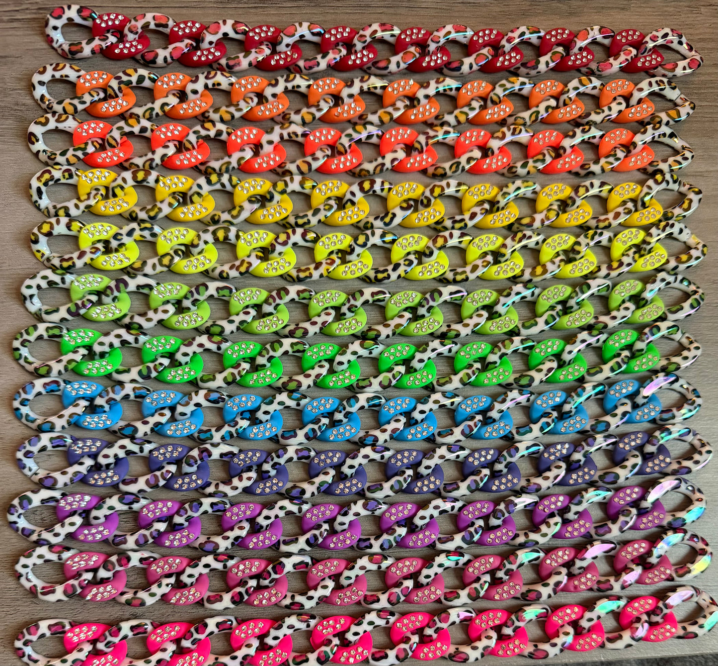 Colored Leopard Chains / Checkered and Rhinestone