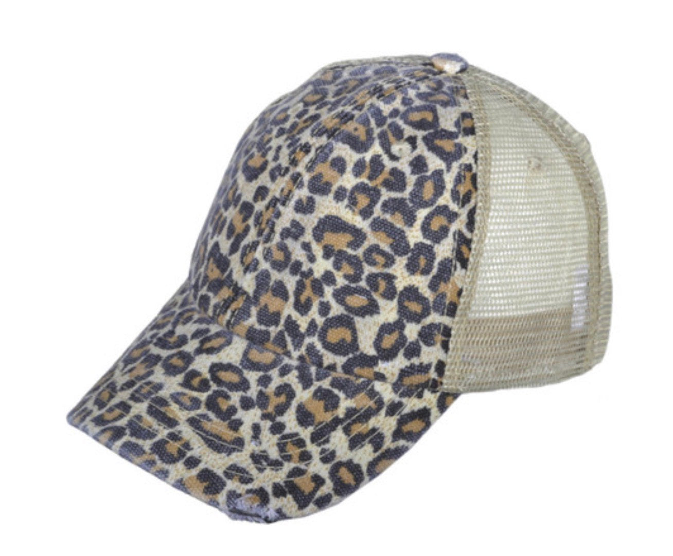 Leopard Vintage Soft Structured Distressed Canvas Trucker Hat