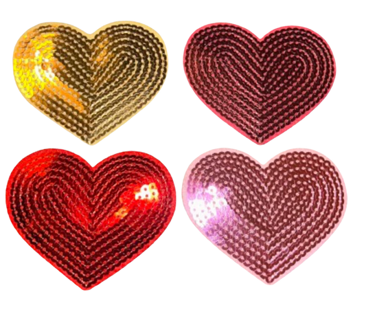 Sequin Heart Patch Lot of 4! Iron On Hat Bar Filler Patch Pink Red Gold Magenta Love