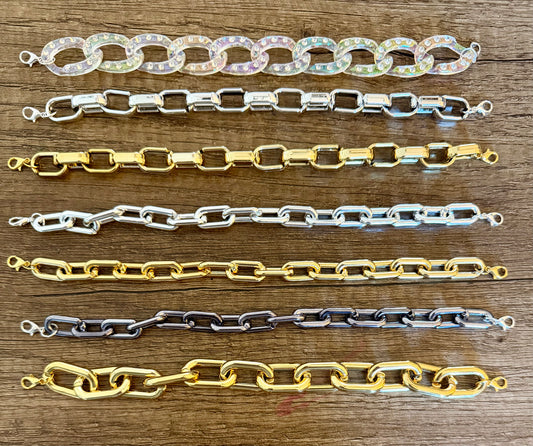 Metallic Link and Clear Rhinestone Chains