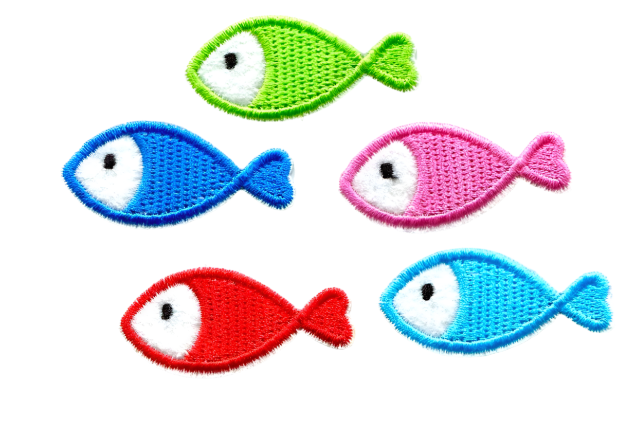 FISH Patches Iron On Ready LOT OF (5) Logo Embroidered Brand New High Quality! Fishing Boating Boat