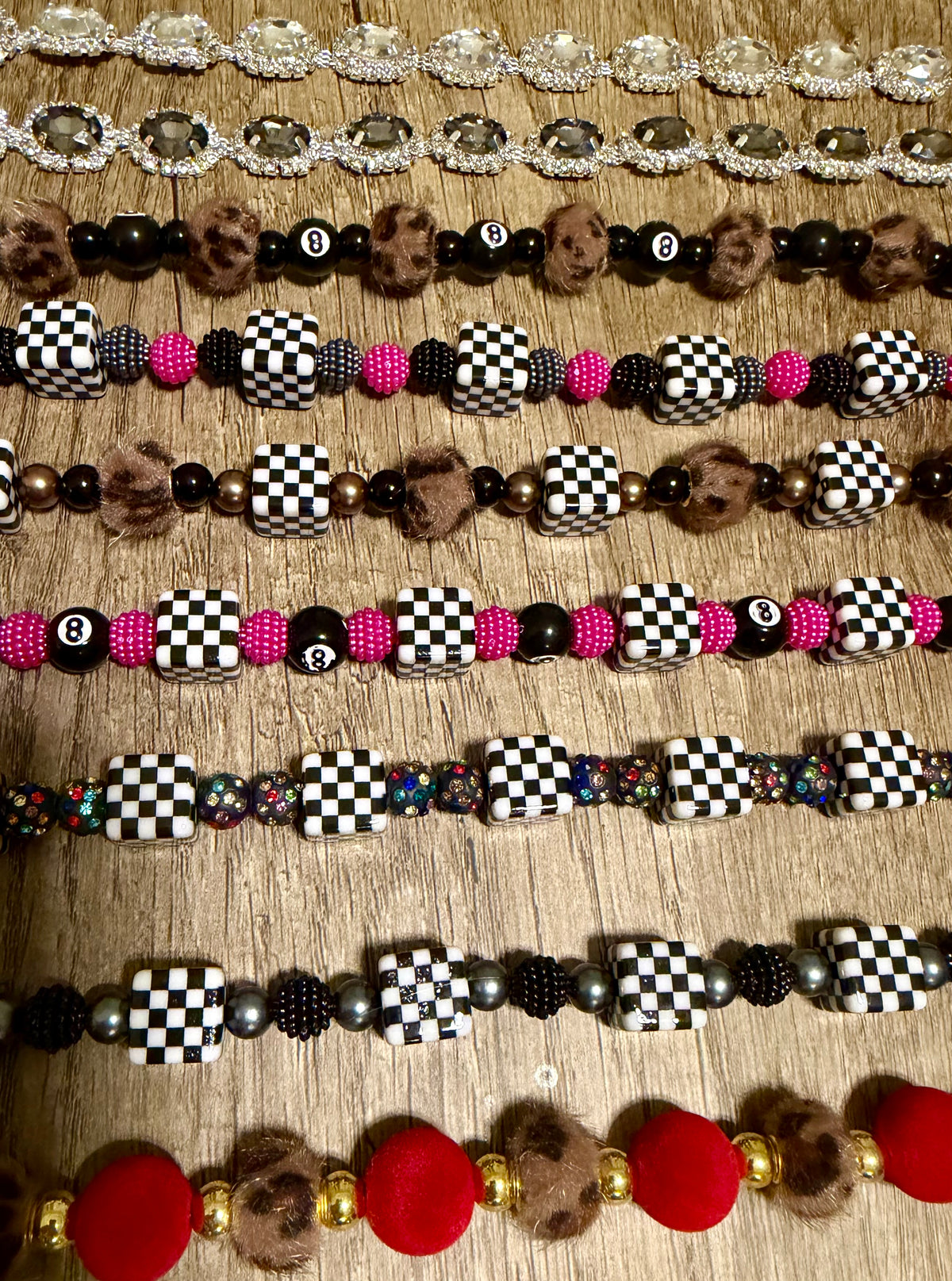 Bling, Checkered, Leopard & 8 Ball Beaded chains