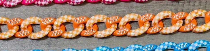 Bright Checkered and Rhinestone and Beaded Chains