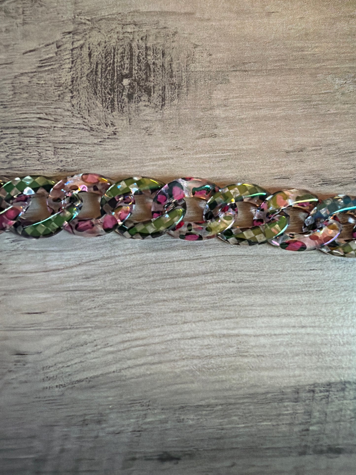 Iridescent Colored Leopard Chains / Checkered and Rhinestone