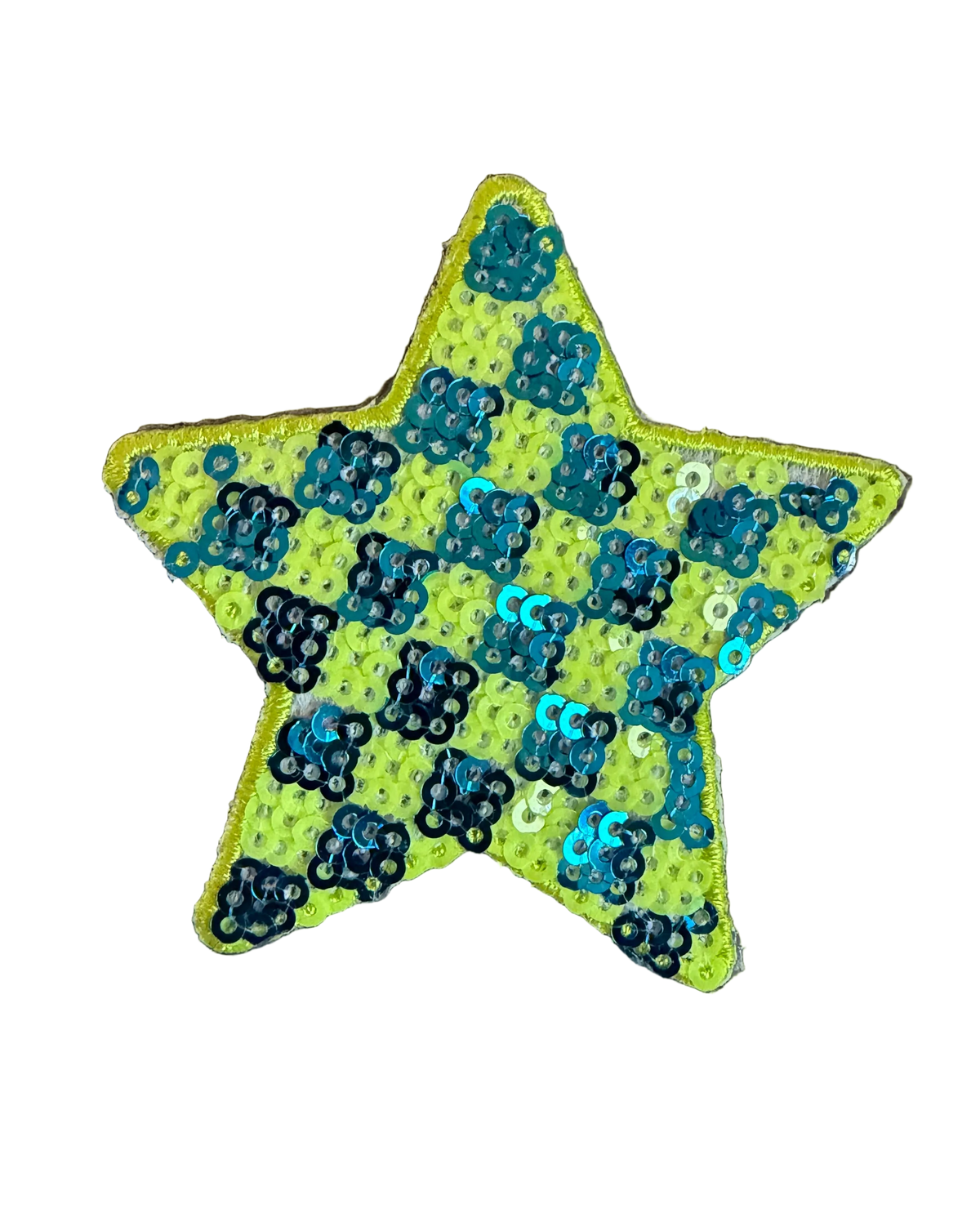 Neon/Blue  Checkered Sequin Star Patch